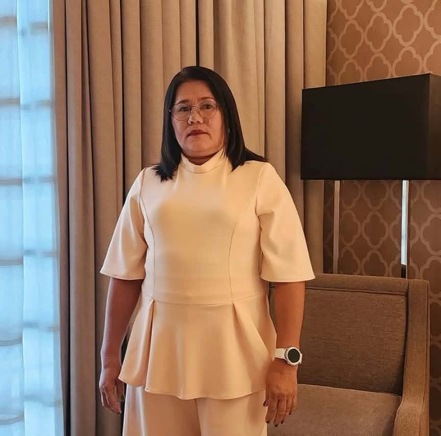Dydina Gabisay Velarde in a cream outfit